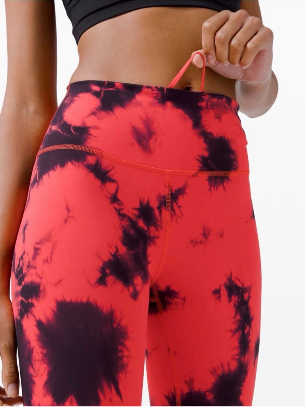 Lululemon Wunder Train HR 25” Leggings Carnation Red Black Tie Dye - Size 6 - Picture 4 of 10